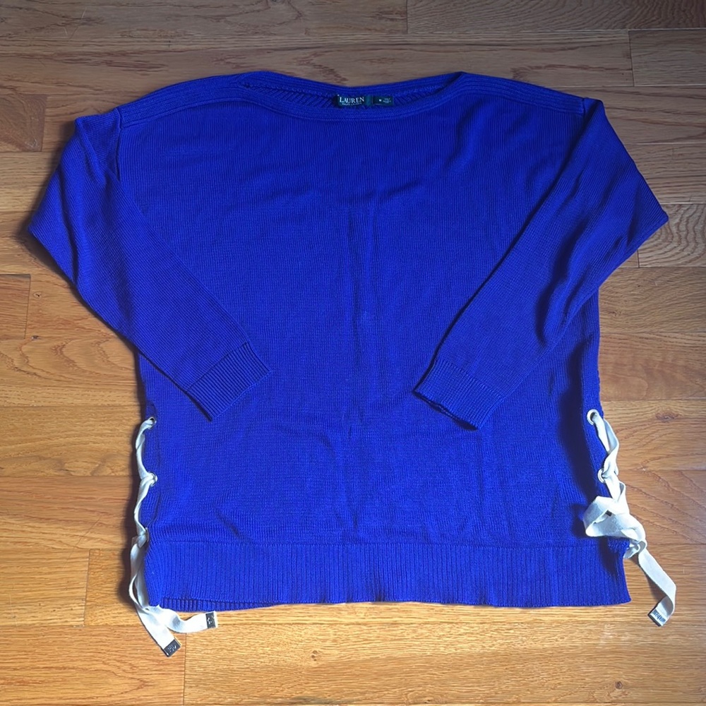Lauren Ralph Lauren Boat Neck Cobalt Oversize Sweater